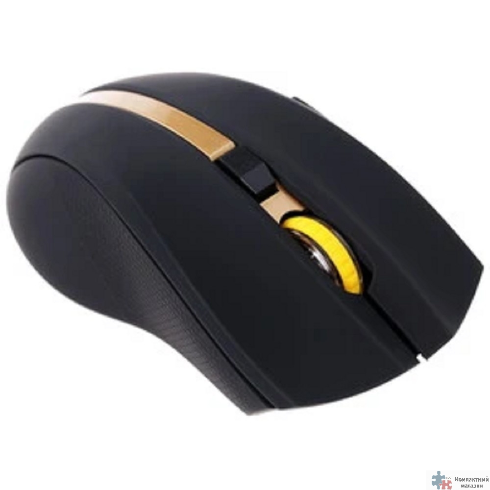 Oklick 495MW черный/золотистый Мышь оптическая (1600dpi) беспроводная USB (6but) [998168]