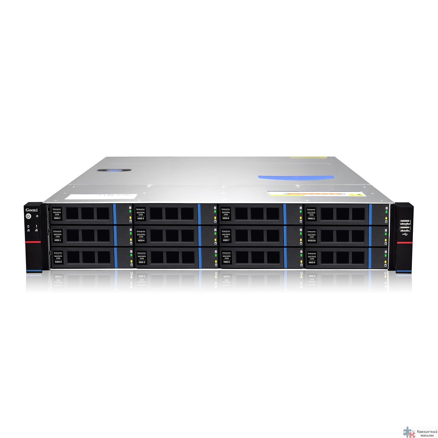 Gooxi RMC2112-670-HSE-D 2U 12x 3.5" (2.5"); 2x 2.5" rear SAS/SATA; 12Gb/s SAS expander (2xSFF-8643);  MB EEB/CEB/ATX/Micro ATX; 7x LP slots;  2x1300W (EU power cables), rail