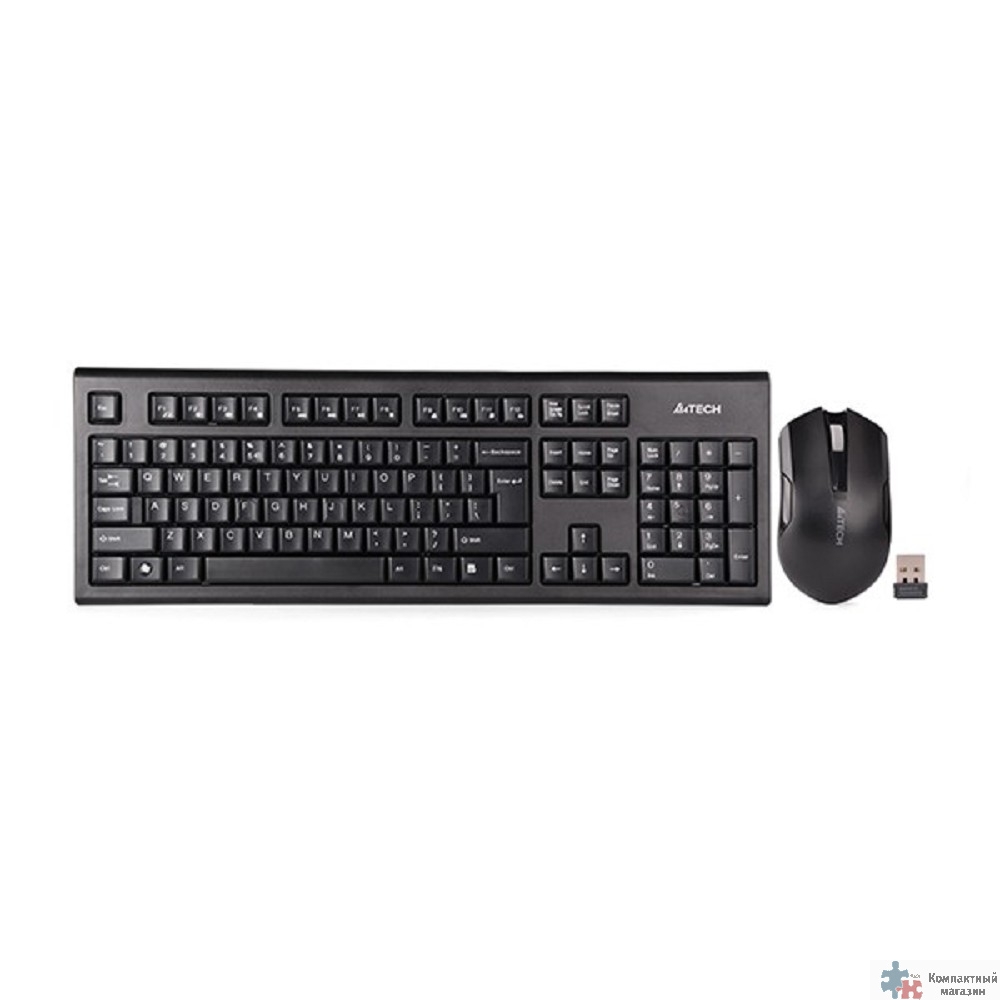 Повреждение упаковки Комплект (клавиатура+мышь) A4TECH 3000NS, USB, беспроводной, черный