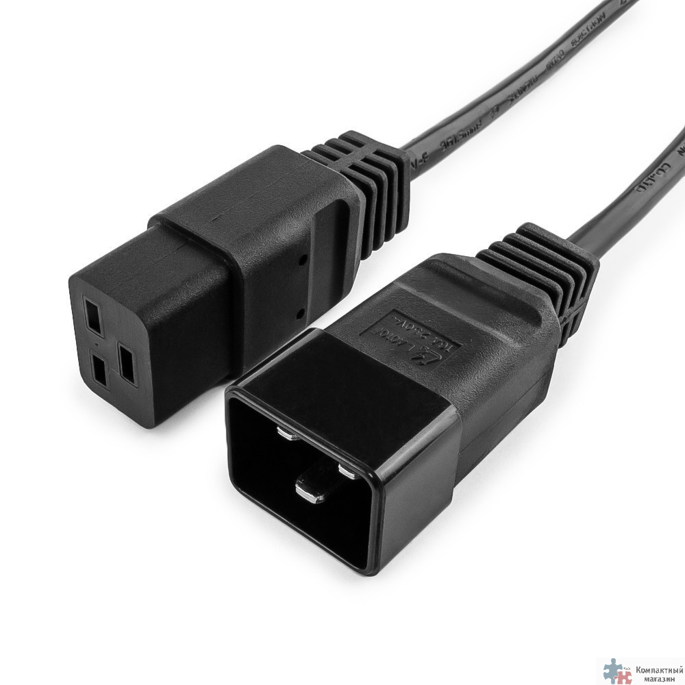 Кабель питания для UPC Gembird/Cablexpert, 1.5м, С19 - C20, 16А, черный, с заземлением(PC-189-C19)