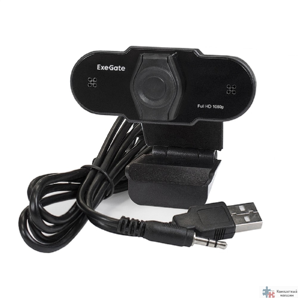 Exegate EX287387RUS Веб-камера ExeGate BlackView C615 FullHD (матрица 1/3" 2 Мп, 1920х1080, 1080P, 30fps, 4-линзовый объектив, шторка, USB, фиксированный фокус, микрофон с шумоподавлением, универсальн
