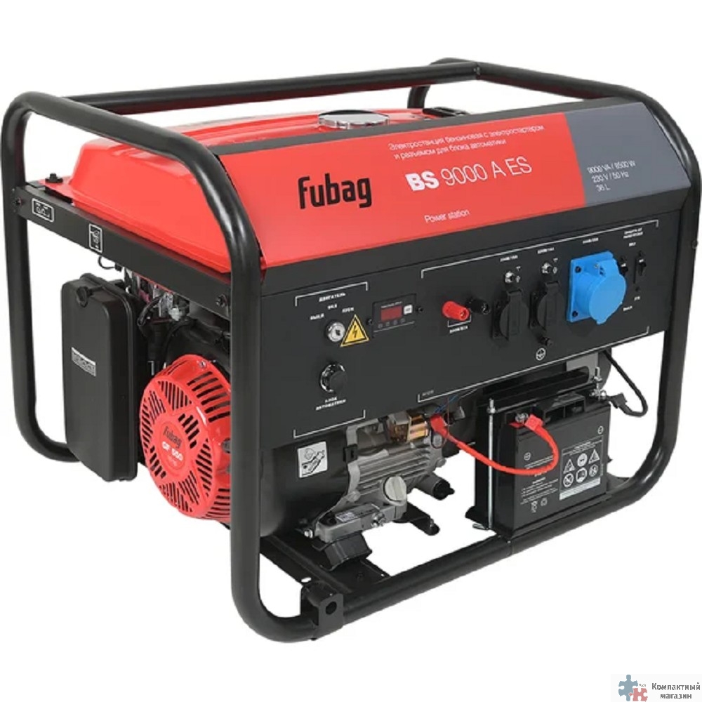 FUBAG BS 9000 A ES [641019/641092] { Мах мощность, (LTP), 9 кВА, Длительная мощность (COP), 8.5 кВт 25 бака л, объем 459 см, мощность 11/15 кВт/л.с., 230 В, 84 дБ (7 м), 106 Вес, кг }