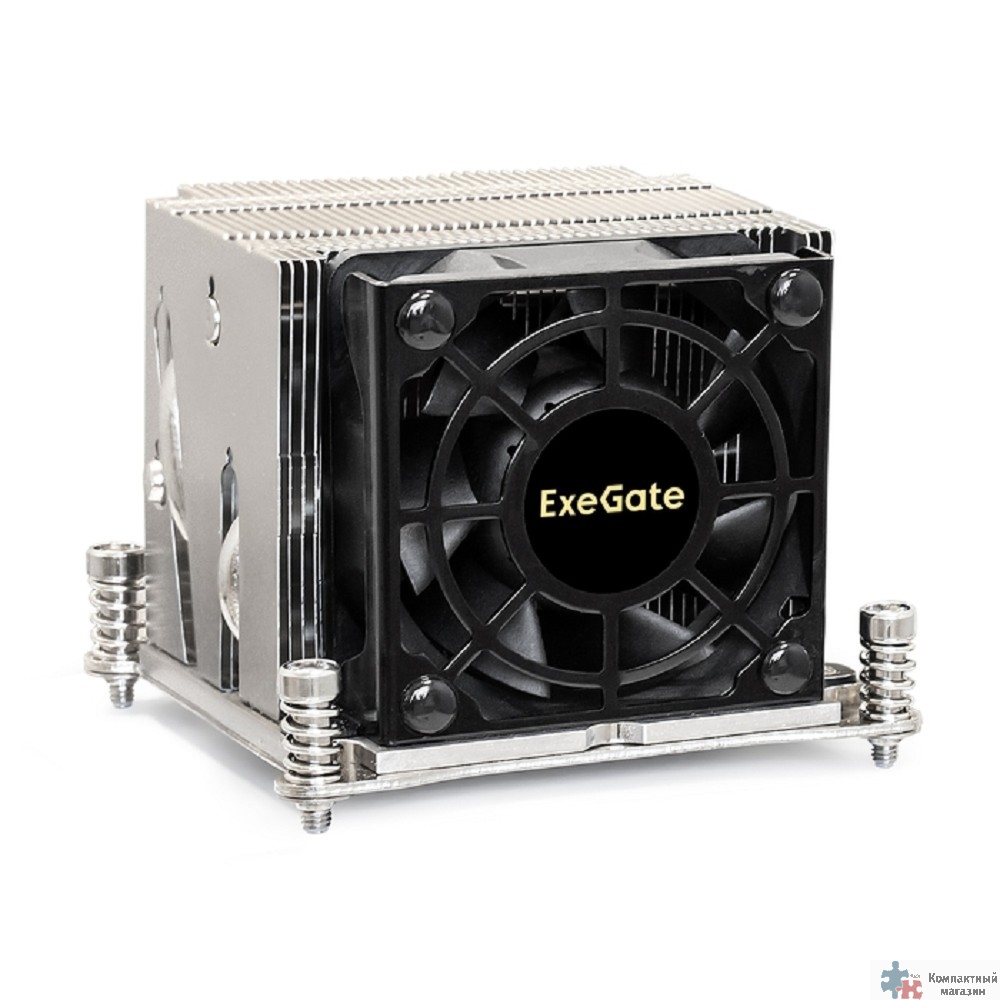 Exegate EX293443RUS Кулер ExeGate ESNK-P0048AP4.PWM.2U.2011.Cu (Al+Cu, 2U, 4 тепл. трубки, LGA2011/2066, TDP 135W, Fan 80mm, PWM, 2100-6800RPM, 2 ball bearing, 4pin, 52db, 345г, на винтах, с термопаст