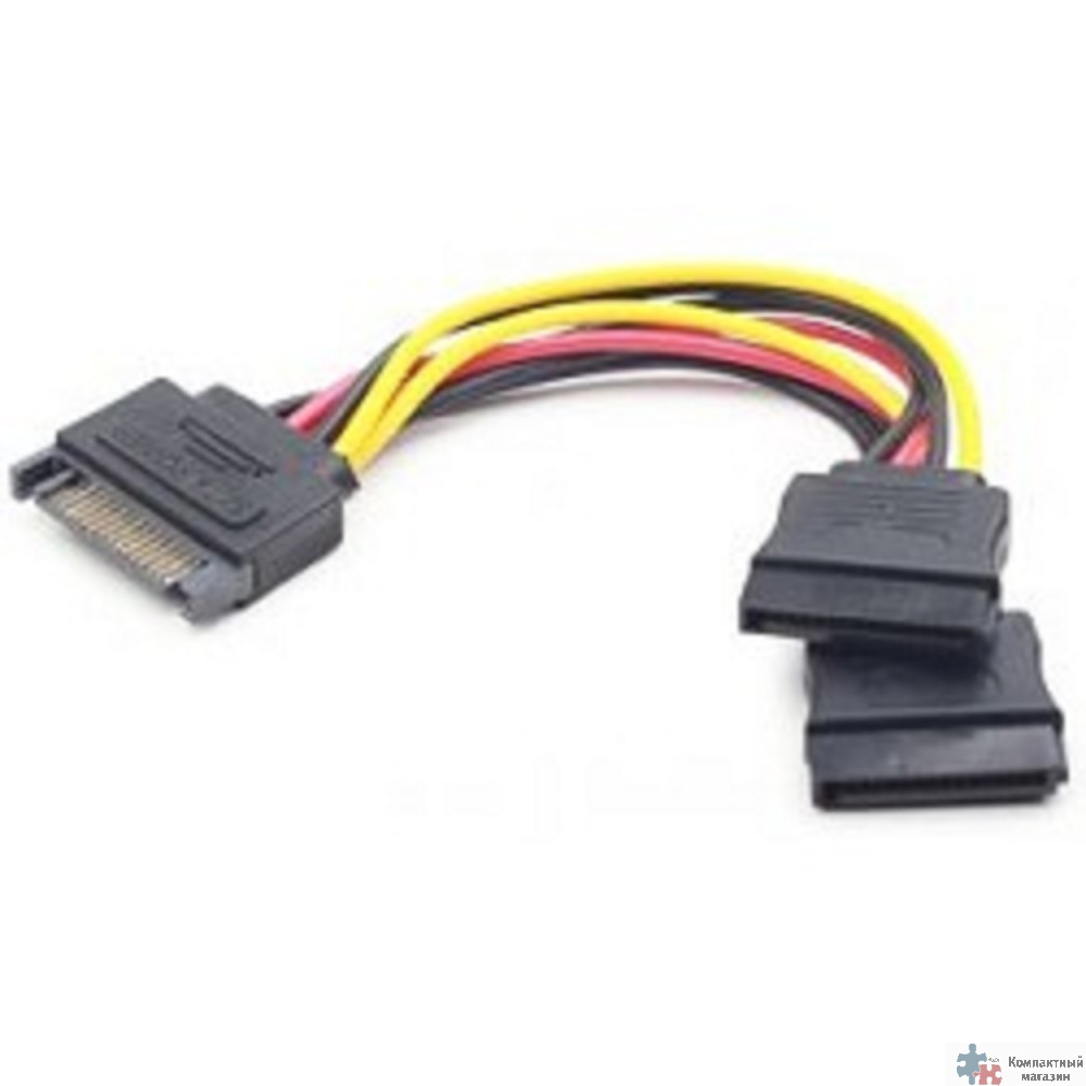 Gembird/Cablexpert Кабель питания SATA, 15см, 15pin (M)/2x15pin(F), на 2 SATA устр (CC-SATAM2F-01)
