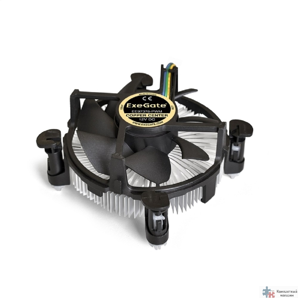 Exegate EX283277RUS Кулер ExeGate EE97378-PWM, Al + Copper, S1150/1151/1155/1156, TDP 95W, Hydro bearing, 4pin, 23.5db, BOX