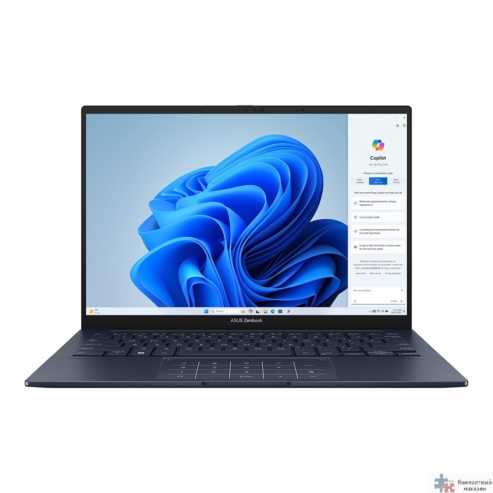 ASUS Zenbook 14 UX3405CA-ST1341  [90NB14W1-M01ZA0] Ponder Blue 14" {OLED 3K (2880 x 1800)  Ultra 9 285H/32GB/1TB SSD/Without OS}