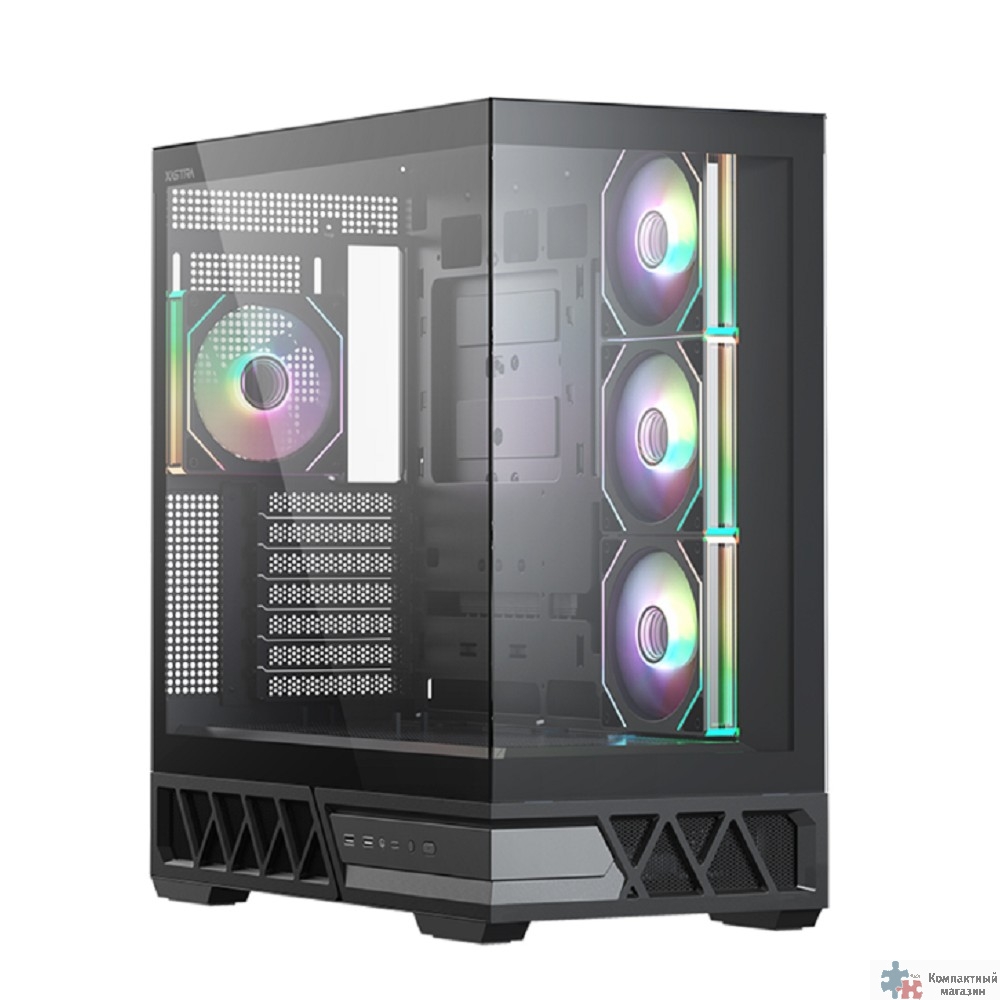 XASTRA Корпус Q700 4ARGB-C10-UC Black ATX/Aquarium/Screewless/4x120mm ARGB PWM mirror fans/Argb+PWM HUB 10port/Type C Q700-4FM12A-C10-UC