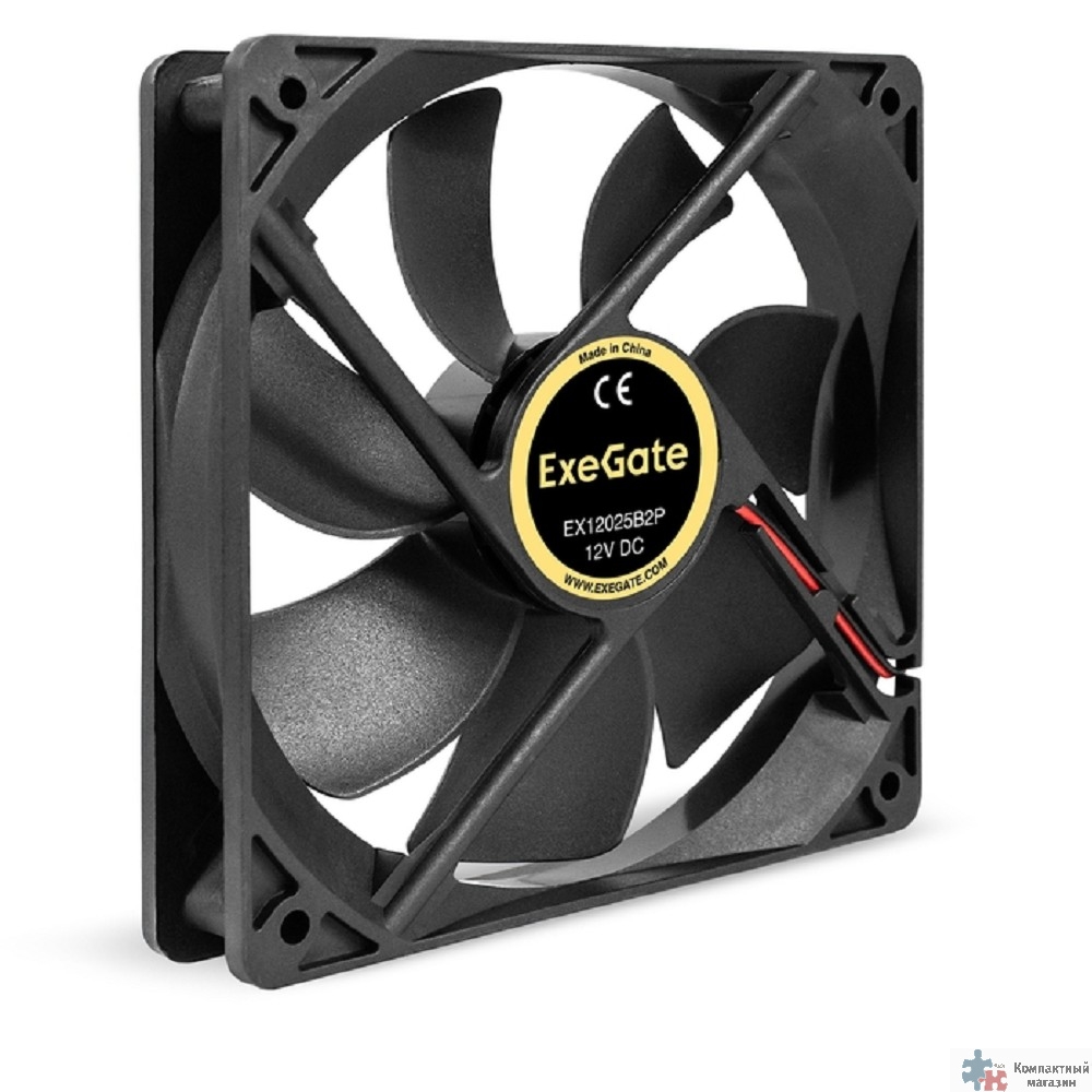 Exegate EX295242RUS Вентилятор 12В DC ExeGate EX12025B2P (120x120x25 мм, 2-Ball (двойной шарикоподшипник), 2pin, 1550RPM, 25dBA)