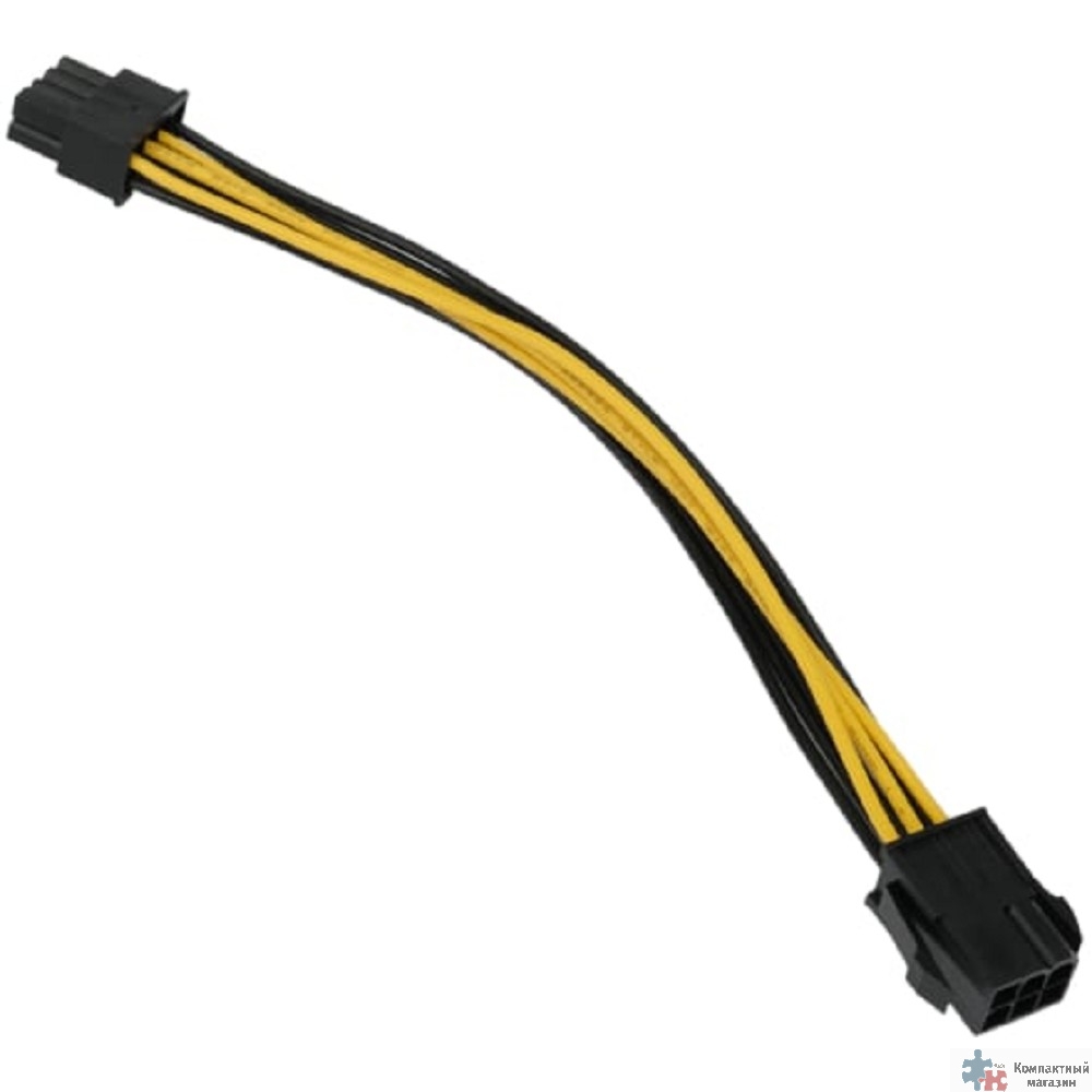 Кабель-удлинитель питания PCIe Cablexpert PCIe 6pin(F) / PCIe 8pin(M), медь, 20см, пакет (CC-PSU-68-20CM)