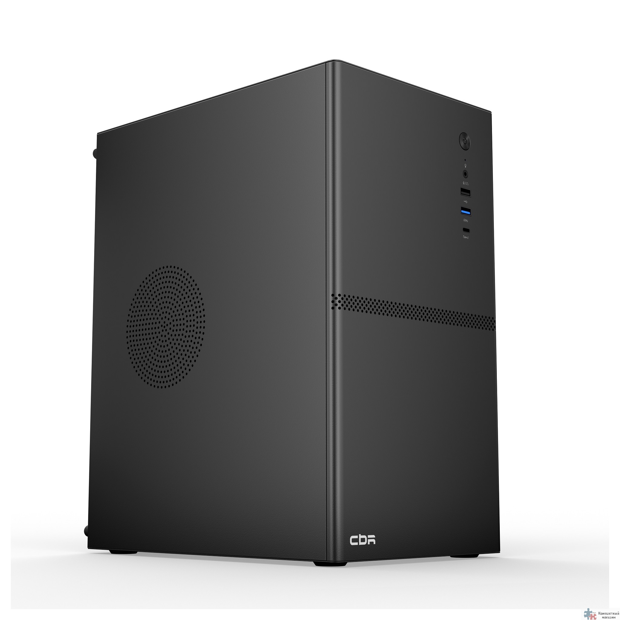 CBR Корпус mATX Minitower V863, без БП, 1*USB 3.0 Type C, 1*USB 3.0, 1*USB 2.0, HD Audio+Mic, Black [PCC-MATX-V863-WPSU]