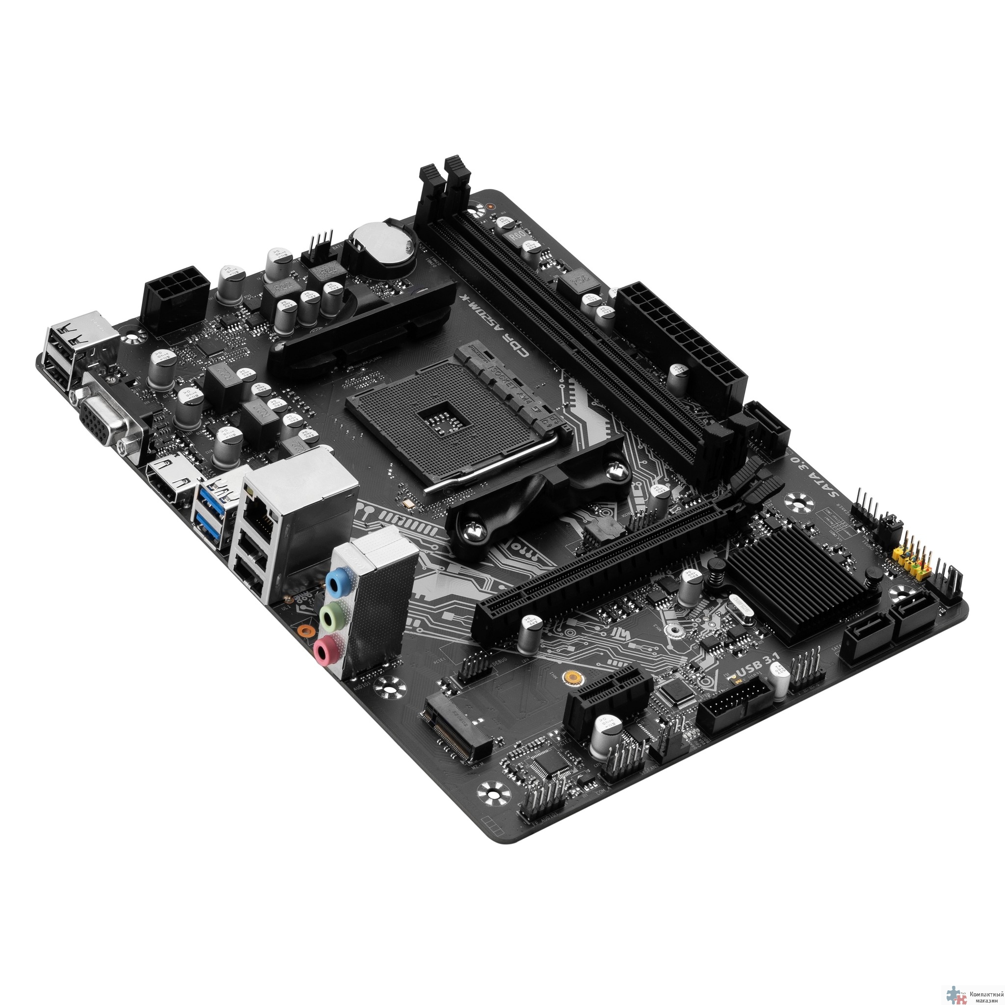 Материнская плата CBR A520M-K {Socket AM4, 2*DDR4, mATX, VGA+HDMI, 1*PCIEx16/1*PCIEx1/1*M.2(NVME & SATA), 4*SATA3, 4*USB2+2*USB3, Glan}