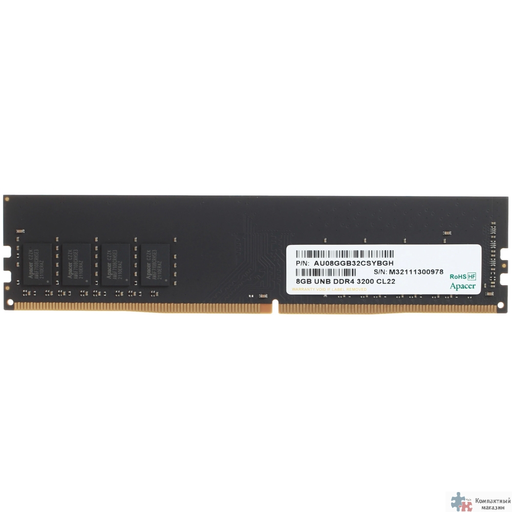 Apacer DDR4 DIMM 8GB EL.08G21.GSH PC4-25600, 3200MHz (AU08GGB32CSYBGH) RTL/OEM