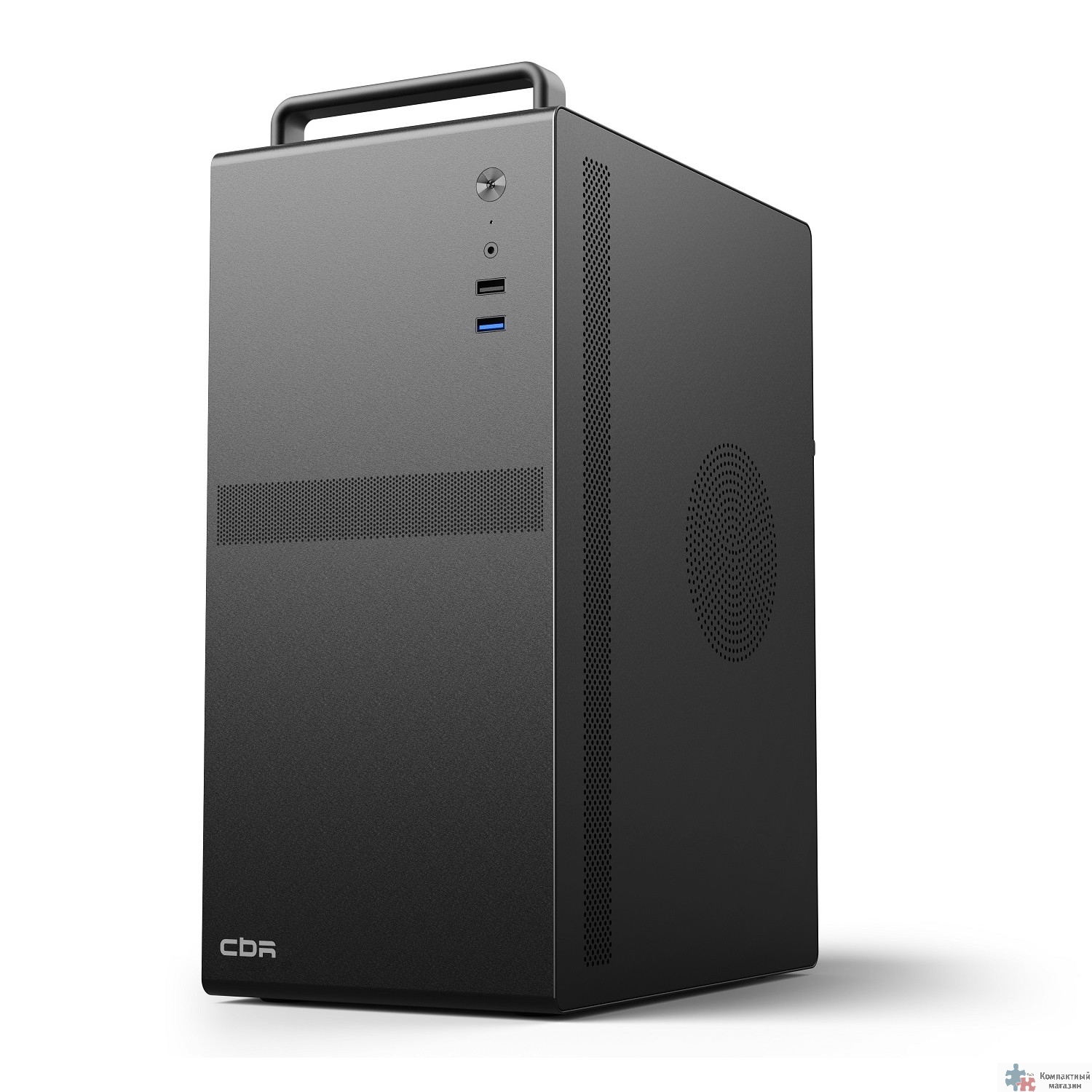 CBR Корпус mATX Minitower V205, без БП, 1*USB 3.0, 1*USB 2.0, HD Audio+Mic, ручка, каркас металл 1.8мм,  Black [PCC-MATX-V205-WPSU]