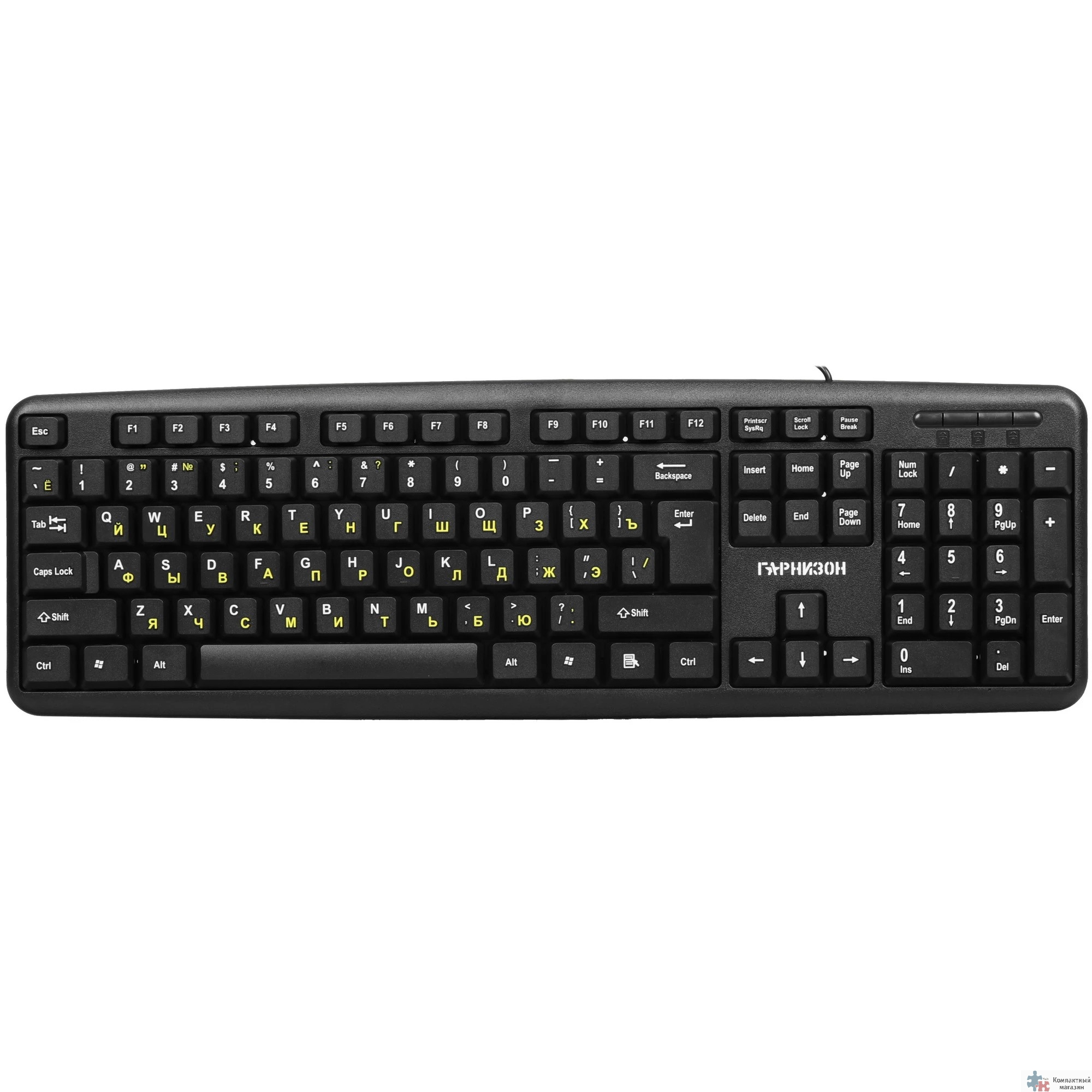 Гарнизон Клавиатура GK-100L, USB, черный, кабель 1.8м