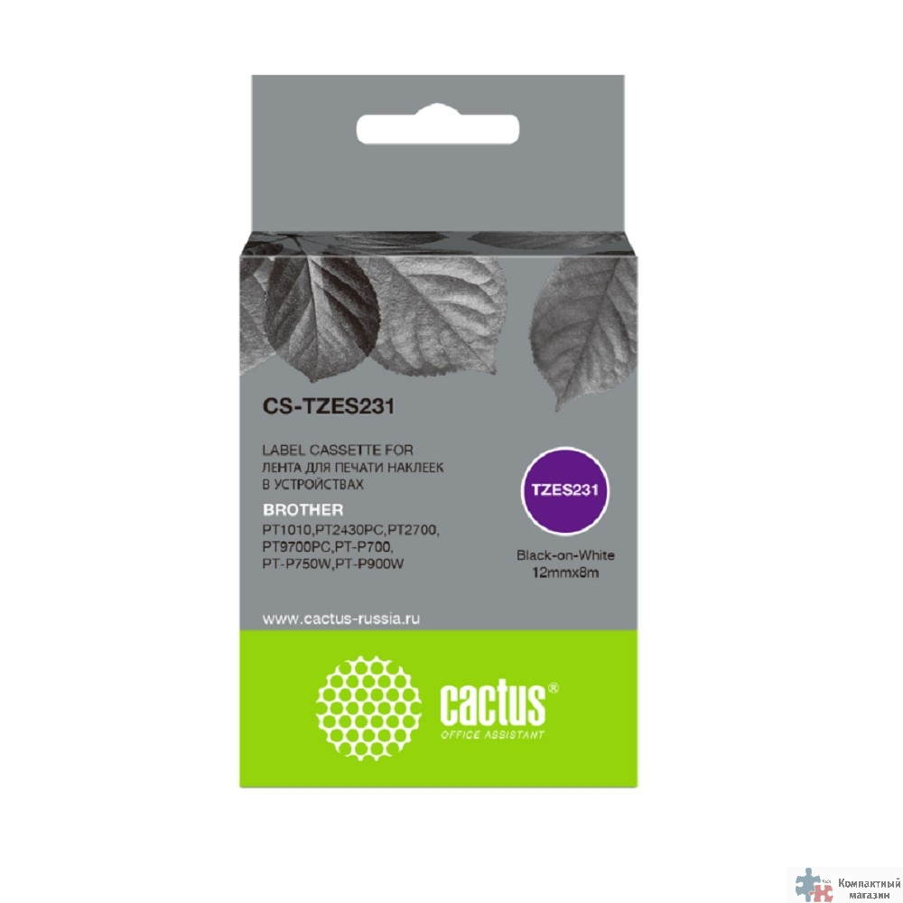 Картридж ленточный Cactus CS-TZES231 черный для Brother 1010/1280/1280VP/2700VP