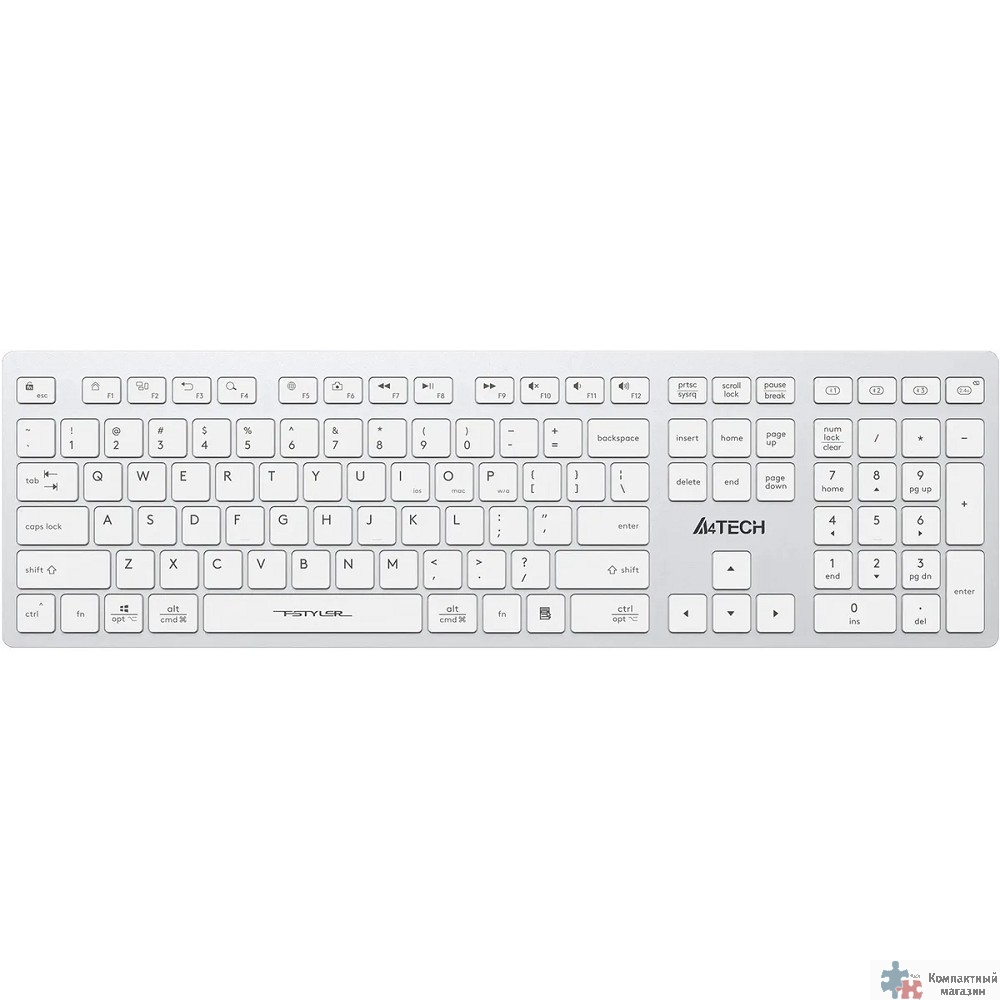 Клавиатура A4Tech Fstyler FBX50C белый USB беспроводная BT/Radio slim Multimedia (FBX50C WHITE)