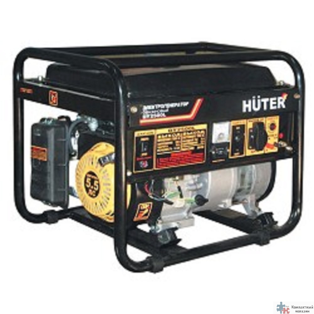 Huter DY2500L 64/1/3 Электрогенератор {четырехтактный, 2000Вт, 220В/50Гц, 76Дб, принудительное охлаждение, бак 12 л, расход бензина 395 г/кВтч, габариты 560х450х460, вес 37 кг} 4606059015048