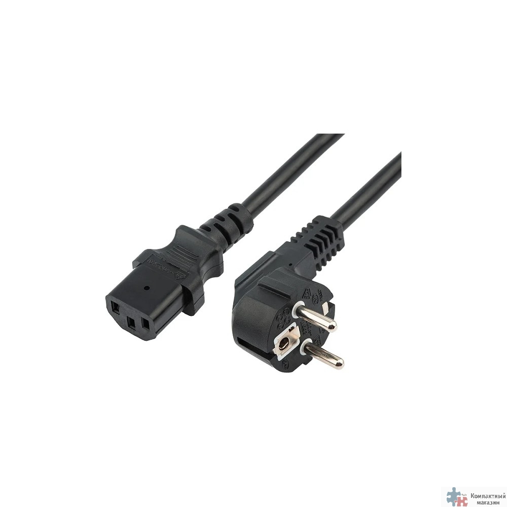Rexant (11-1132) Шнур сетевой, вилка угловая СЕЕ 7/7(Schuko) - разъем IEC 320 C13, кабель 3x0,75 мм?, длина 3 метра (PVC пакет) 