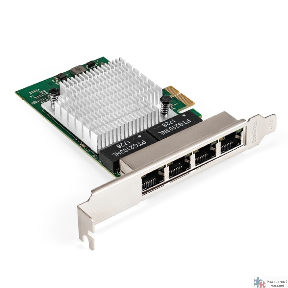 Повреждение упаковки Exegate EX296211RUS Сетевой адаптер ExeGate EXE-564 (PCI-E x1 v2.0, 4xRJ45, UTP 10/100/1000Mbps, Realtek Chipset RTL8111H+ASM1184e)