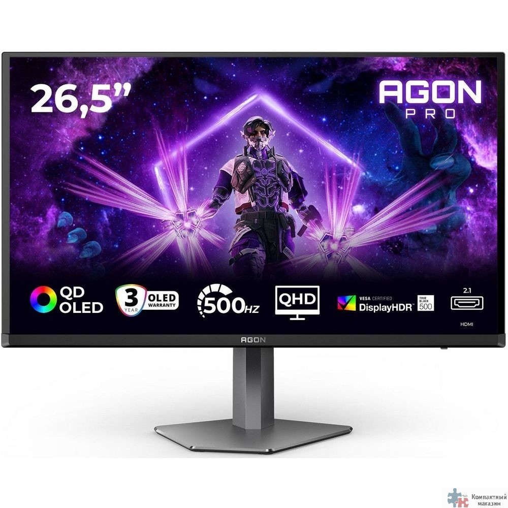 LCD AOC 26.5" AG276QKD2 Black/Dark Grey {QD-OLED 2560x1440 500Hz 0.03ms 16:9 1000cd 2xHDMI DisplayPort 4xUSB 2x5W HAS External Vesa}