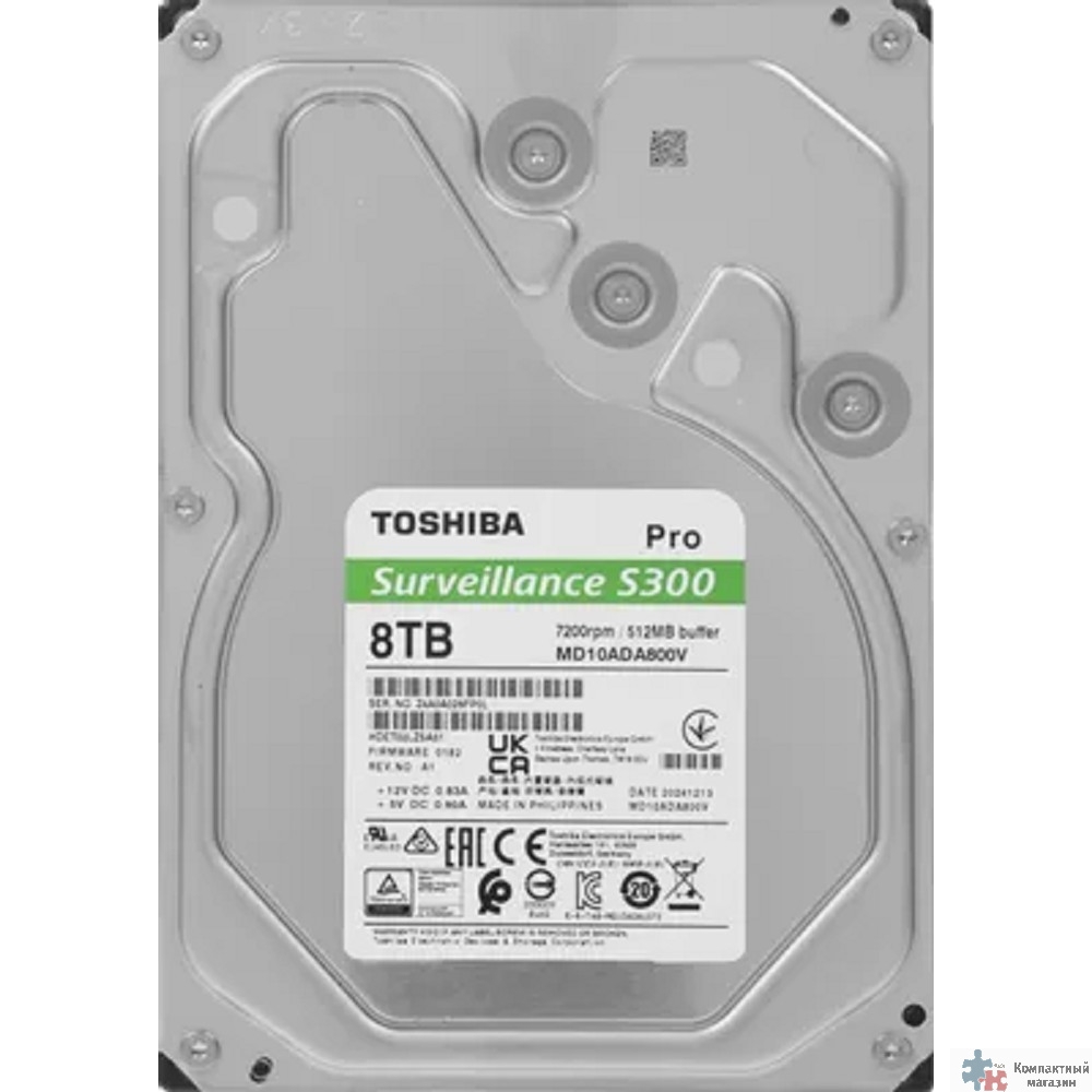 8TB Toshiba Surveillance S300 Pro (MD10ADA800V )  3.5" 7200RPM 512MB SATA 