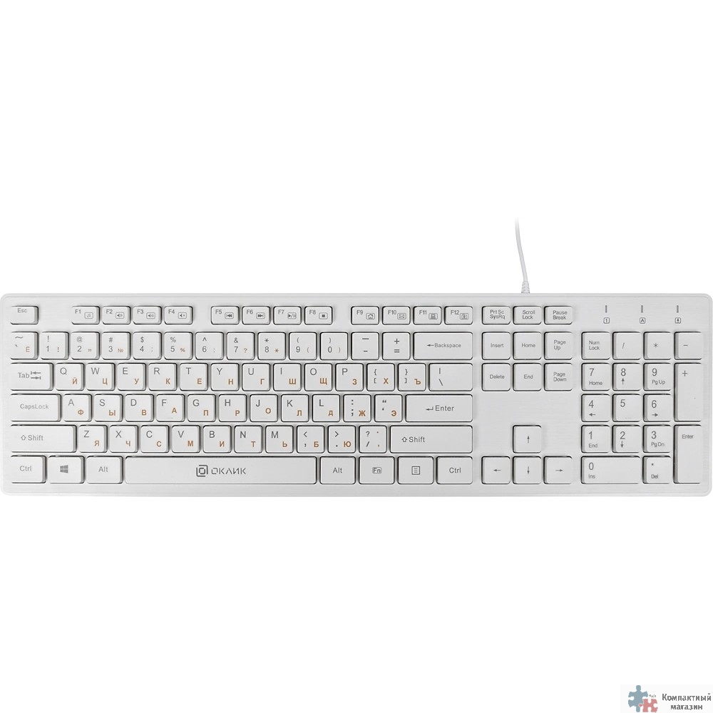 Клавиатура Oklick 500M белый USB slim Multimedia  [1061586]