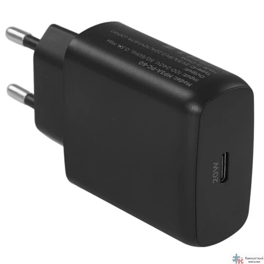 Cablexpert зарядное устройство 20Вт GaN, 3А, QC4.0/PD, 1xType-C, черный, пакет (MP3A-PC-60)