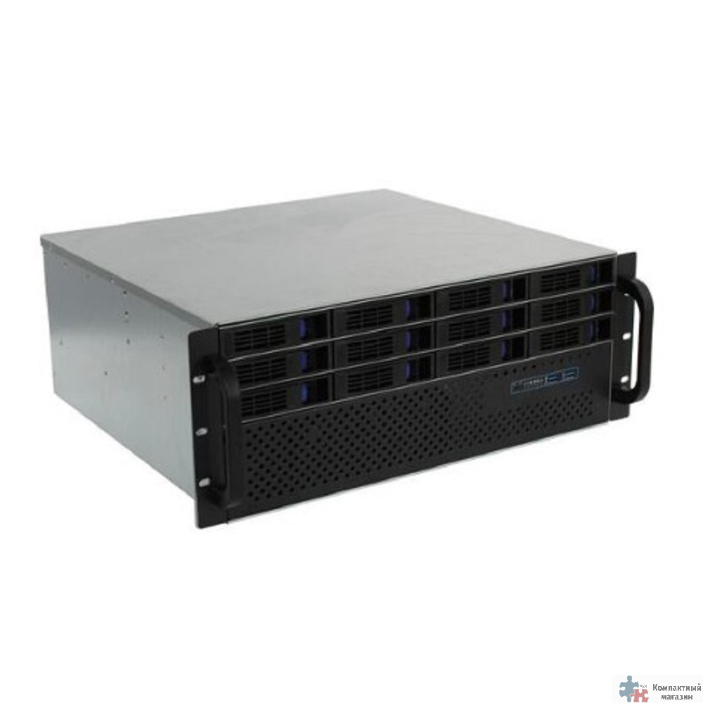 Procase ES412XS-SATA3-B-0 Корпус 4U Rack server case (12 SATA3/SAS 12Gb hotswap HDD), черный, без блока питания, глубина 400мм, MB 12"x13"