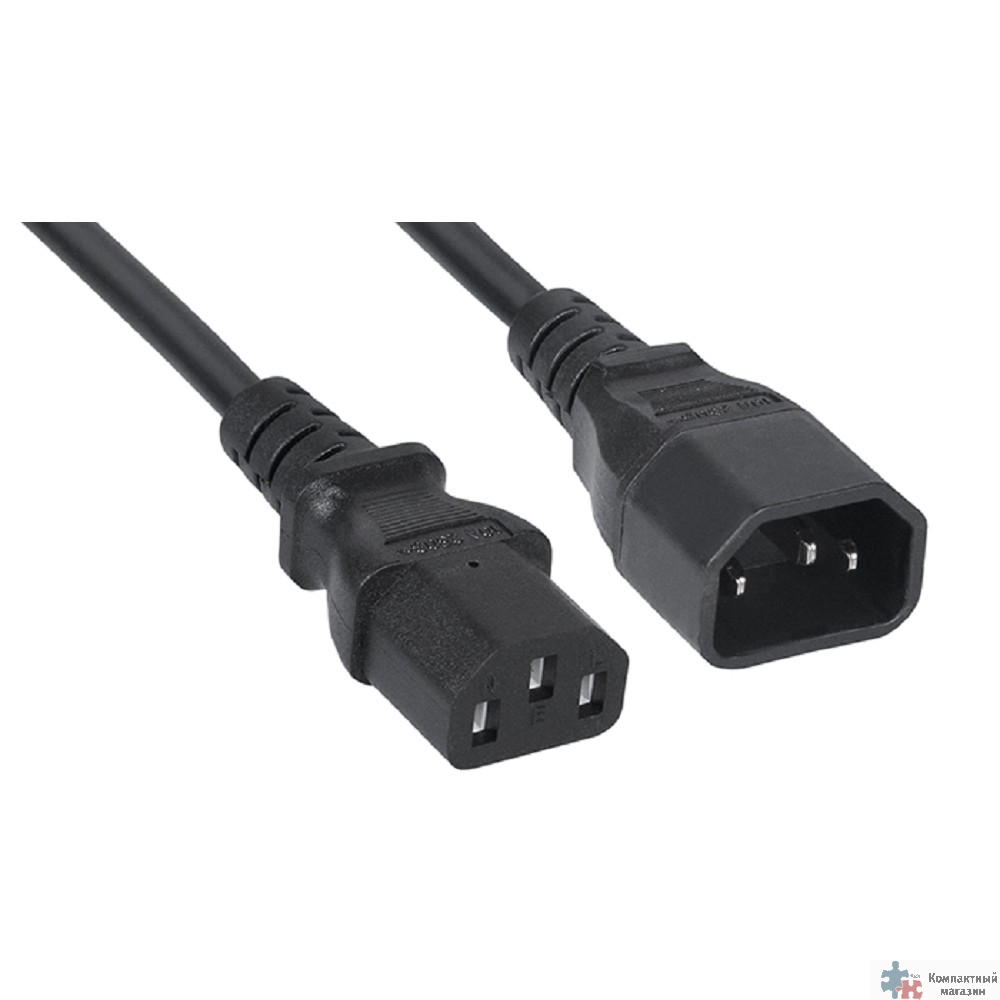 Cabeus PC-189-VDE-1.8M Кабель питания монитор-компьютер IEC 320 C13 - IEC 320 C14 (3x0.75), 1.8 м
