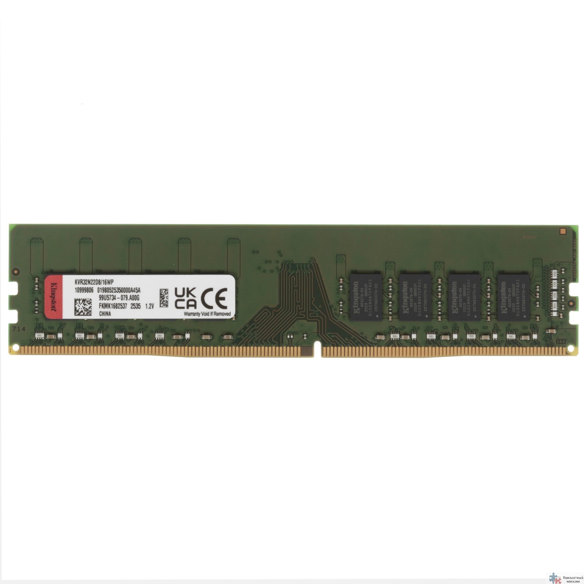 Kingston DDR4 DIMM 16GB KVR32N22D8/16WP PC4-25600, 3200MHz, CL22