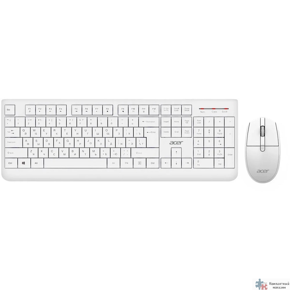 Acer OCC401 [ZL.ACCCC.017] Комплект (клавиатура + мышь) white (USB, 1600dpi, multimedia)беспроводной