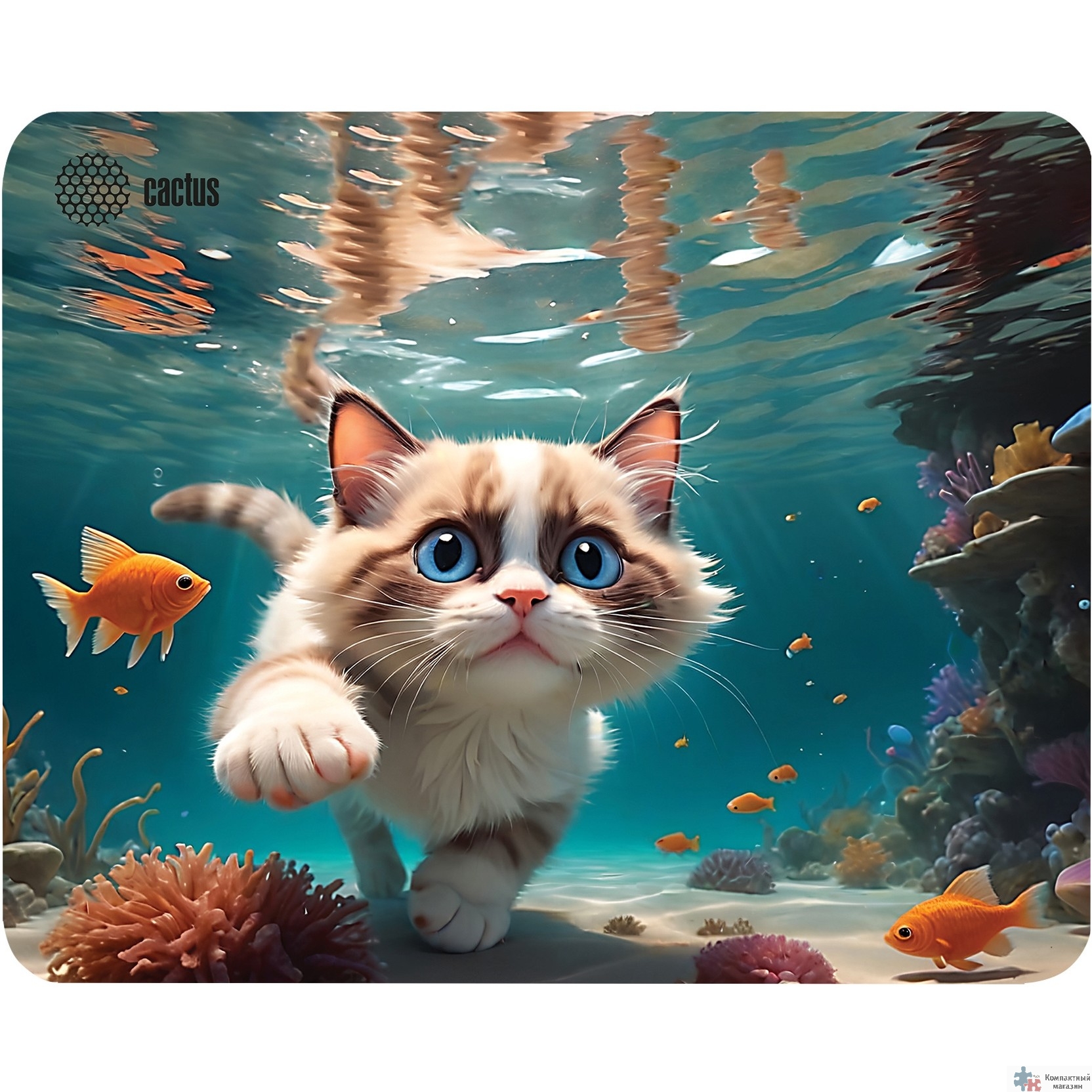 Коврик для мыши Cactus Fish Cat рисунок 300x250x3мм (CS-MPC-D15M)