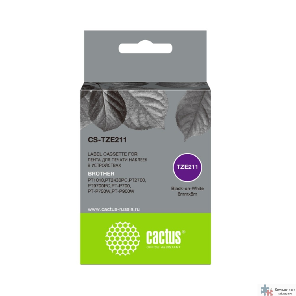 Картридж ленточный Cactus CS-TZE211 черный для Brother 1010/1280/1280VP/2700VP