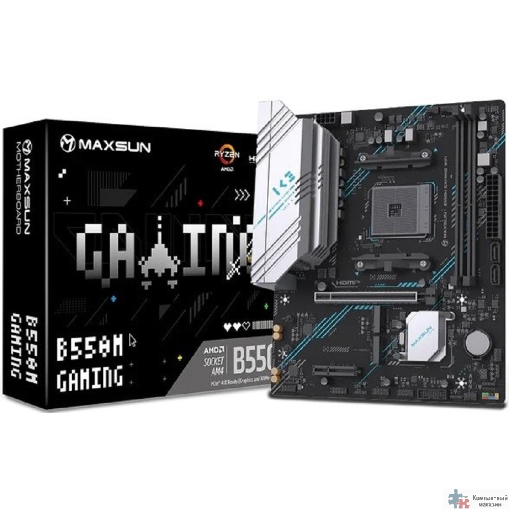 MAXSUN MS-B550M GAMING WIFI (Socket AM4, mATX, 2*DDR4, VGA/HDMI, 2*SATA3, 2*M.2, 1*PCIEx16/1*PCIEx4, 4*USB 2.0, 2*USB 3.2 Gen1, Wi-Fi 5,  LAN 1*1G, RTL)