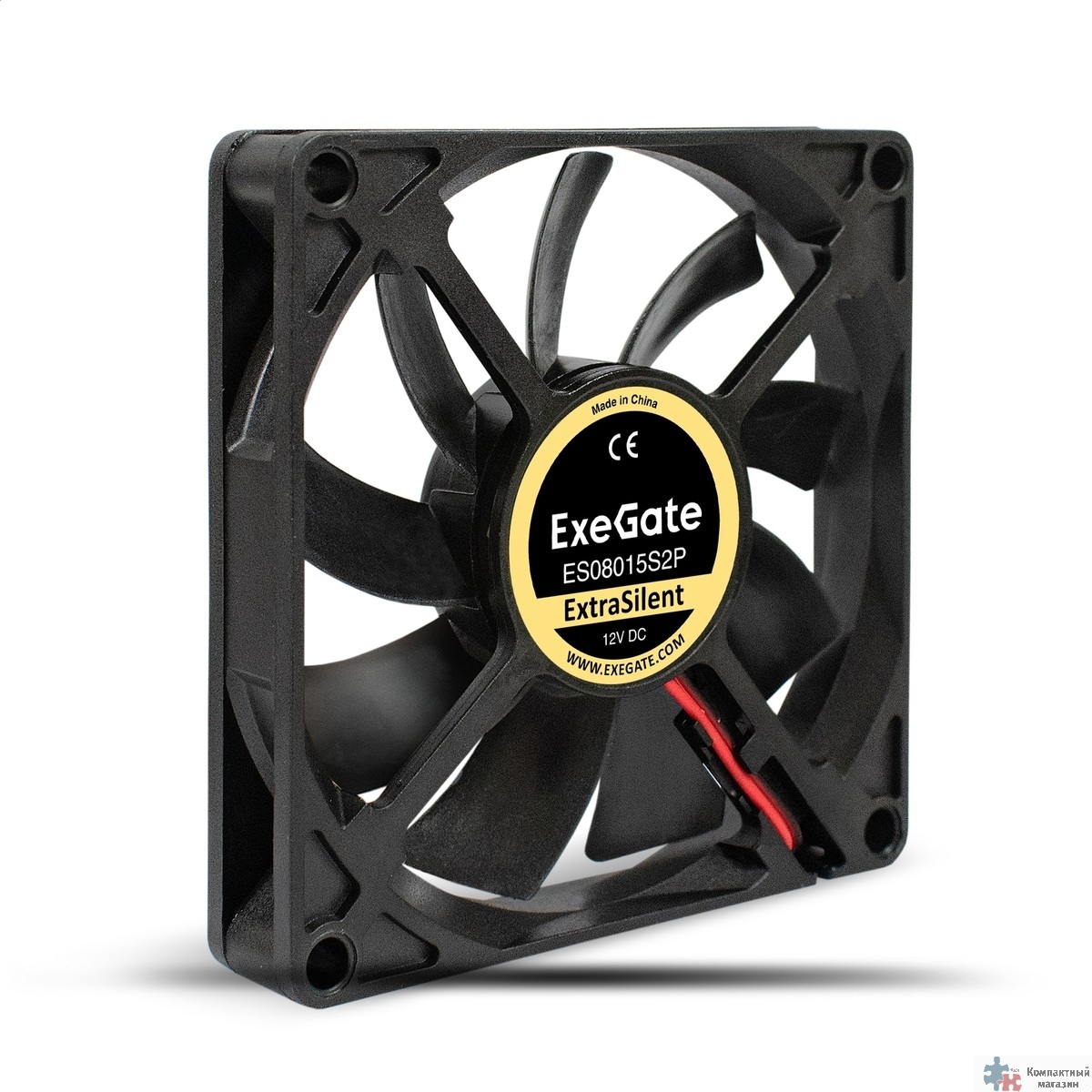 Exegate EX295233RUS Вентилятор 12В DC ExeGate ExtraSilent ES08015S2P (80x80x15 мм, Sleeve bearing (подшипник скольжения), 2pin, 1600RPM, 16,5dBA)