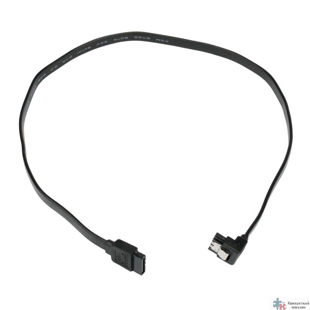 Cablexpert Кабель интерфейсный SATA Sata3 7pin / 7pin, угловой, защелка, 50см, черный, пакет (CC-SATAM-DATA90-BL-50CM)