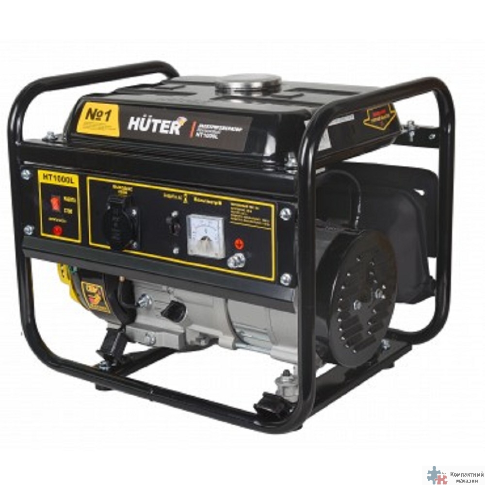 Huter HT1000L 64/1/2 Электрогенератор {четырехтактный, 1000Вт, 220В/50Гц, 75Дб, принудительное охлаждение, бак 4,8л, расход бензина 450 г/кВтч,460х365х395, 23,5 кг} 4606059015031