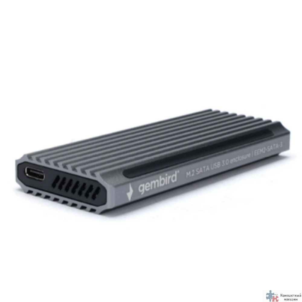 Повреждение упаковки Gembird EEM2-SATA-3 Внешний корпус USB 3.1 для M2 SATA порт Type-С, RGB подсветка, металл, серебристый