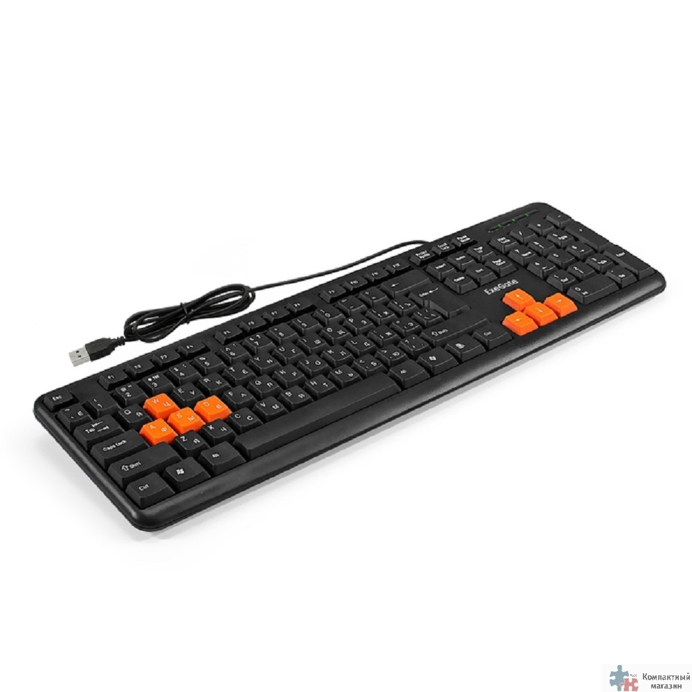 Exegate EX264080RUS Клавиатура Exegate LY-403, <USB, черная, 105кл, Enter большой, 8 красных клавиш> Color box