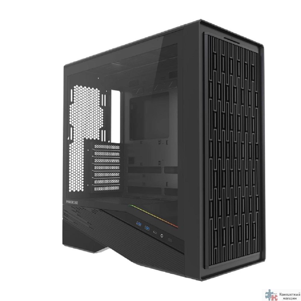 Powercase Корпус Intro, TG, Type-C, W/O Fans, чёрный, ATX  (CJ235IB-F0)
