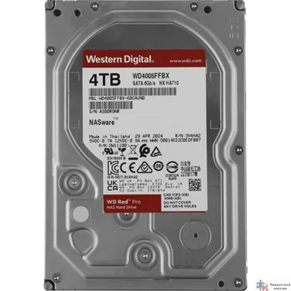 4TB WD Red Pro (WD4005FFBX) {Serial ATA III, 7200- rpm, 256Mb, 3.5"}