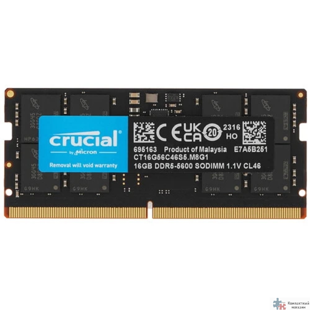 Crucial DDR5 SODIMM 16GB  5600MHz CT16G56C46S5 CL46 