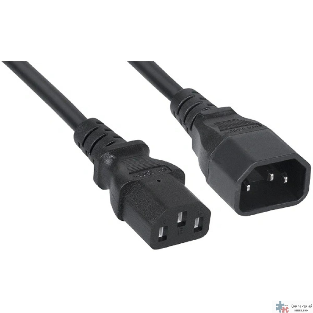 Cabeus PC-189-VDE-1.2M Кабель питания монитор-компьютер IEC 320 C13 - IEC 320 C14 (3x0.75). 1.2м