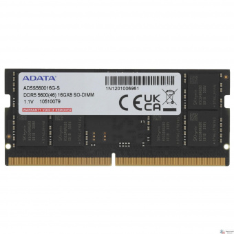 A-data DDR5 SODIMM 16GB 5600MHz AD5S560016G-S RTL PC5-44800 CL46  262-pin 1.1В single rank Ret